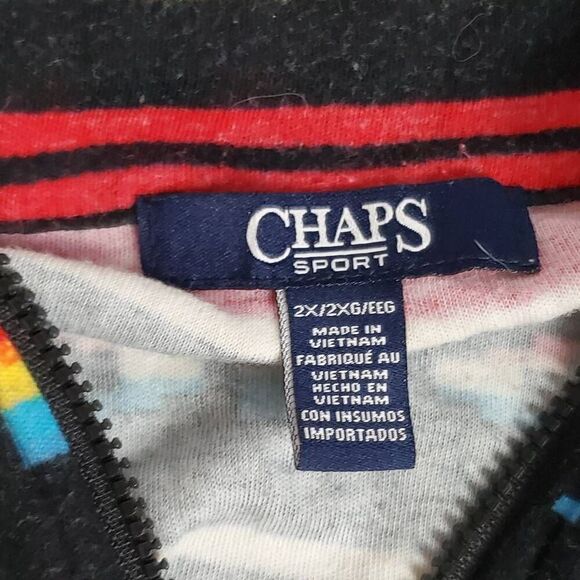 Chaps Sport Men's 2X Southwest Aztec Stripe Pullover 1/4 Zip Collar Cotton Long - Picture 5 of 7